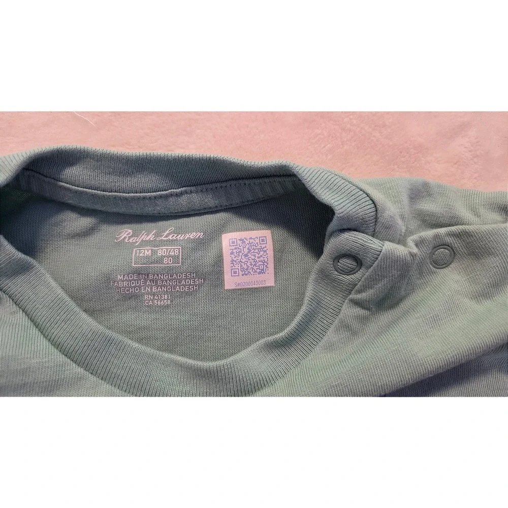 Ralph Lauren Baby 12M Minimalist Spring Pastel‎ Green Short Sleeve Tee Pony